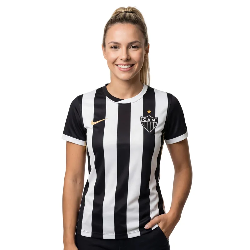 Camisa Atletico Mineiro Feminina Home 26/27 - Preta e Branca - Torcedor