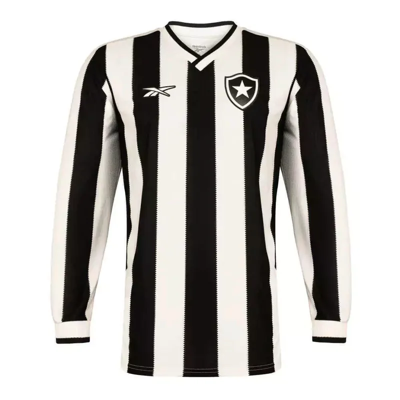 Camisa Botafogo Home 24/25 Manga Longa - Preta e Branca - Torcedor