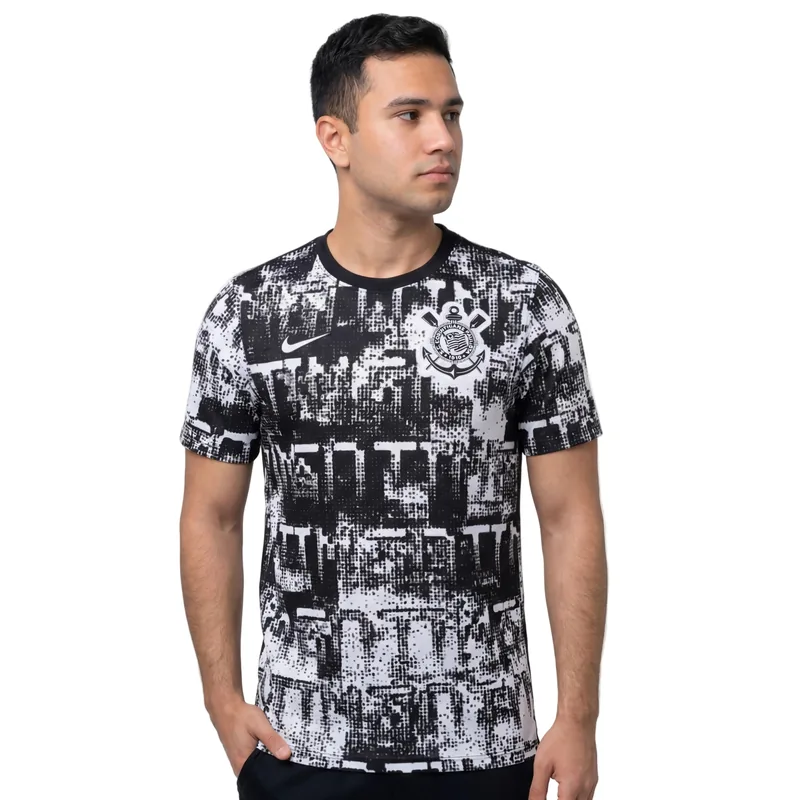 Camisa Corinthians Pré Jogo 26/27 - Branca e Preta - Torcedor