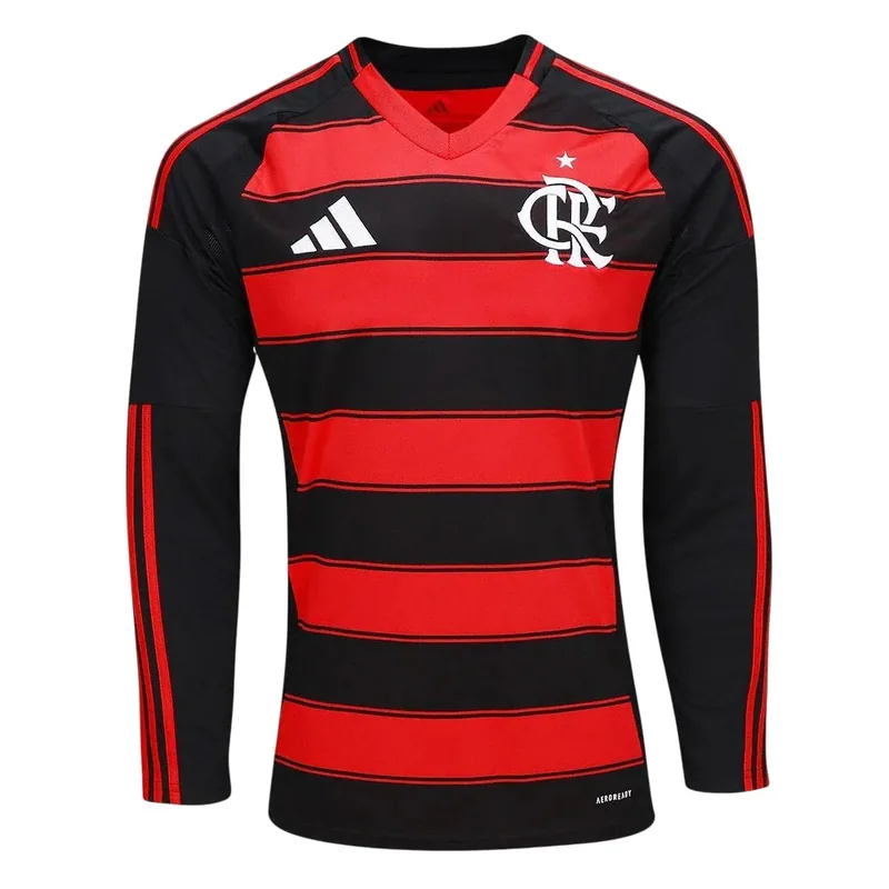 Camisa Flamengo Home 25/26 Manga Longa - Preto e Vermelho - Torcedor