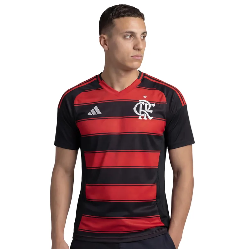 Camisa Flamengo Home 25/26 - Preta e Vermelha - Torcedor