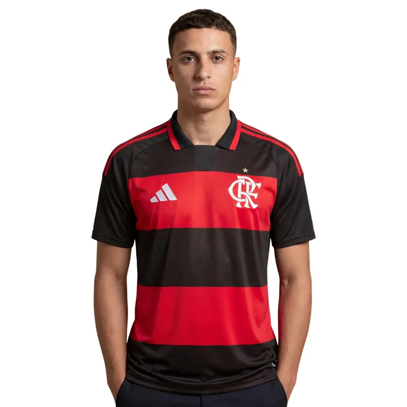 Camisa Flamengo Home 26/27 - Preta e Vermelha - Torcedor