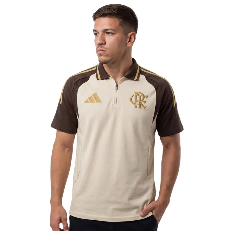 Camisa Flamengo Treino C/Zíper 26/27 - Bege - Torcedor
