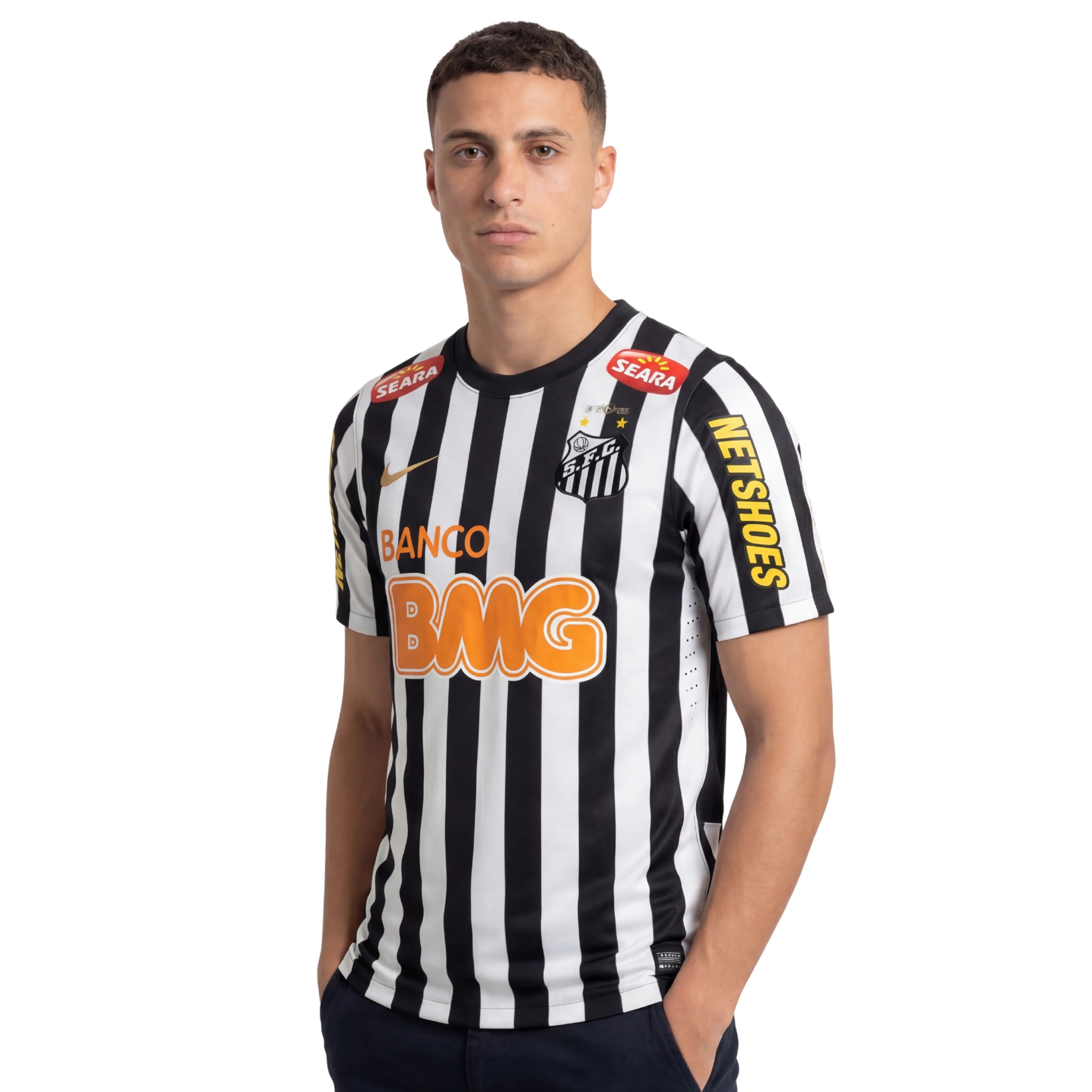 Camisa Santos Away 12/13 Retrô - Branca e Preta - Torcedor